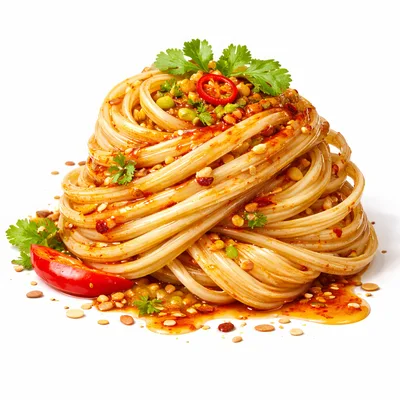 Spicy Asian Style Noodles With Chili Oil And Cilantro