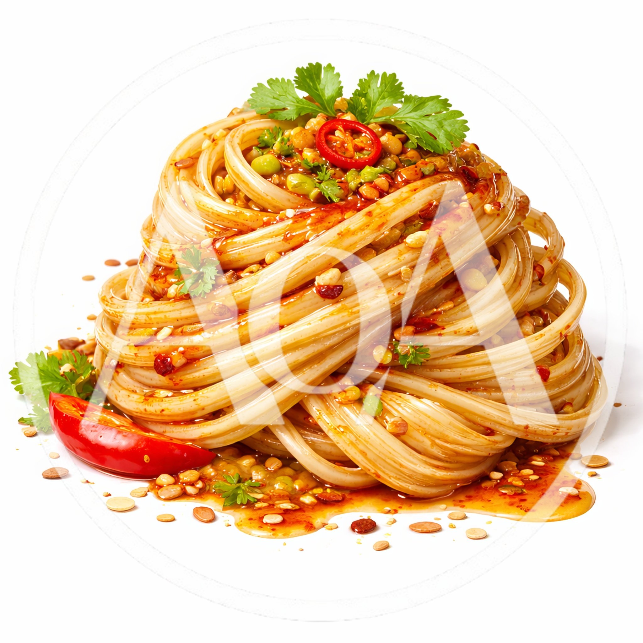 Spicy Asian Style Noodles With Chili Oil And Cilantro