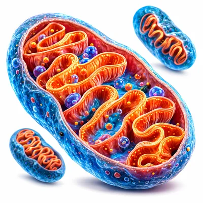 3D Rendered Mitochondria Organelles With Internal Structure