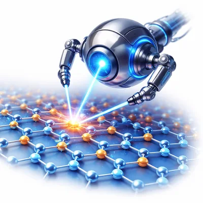 Futuristic Robotic Arm Manipulating Molecular Nanostructure