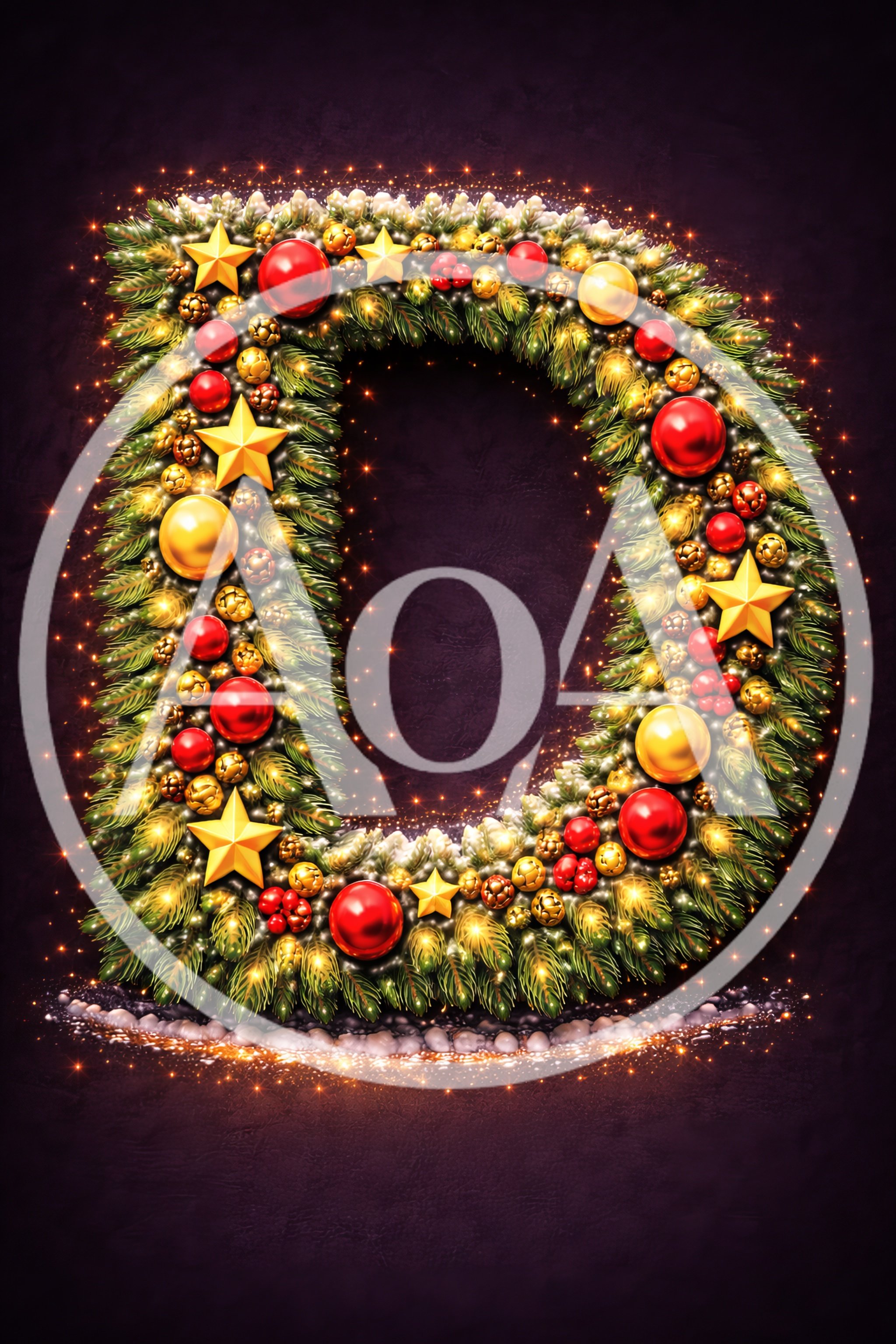 Christmas Wreath Letter D Decoration
