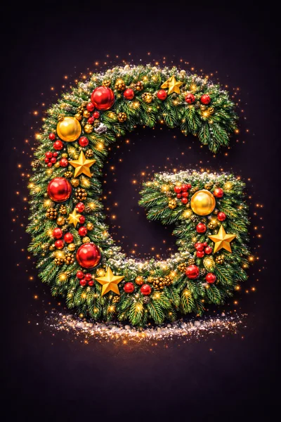 Christmas Wreath Letter G Decorated With Ornaments