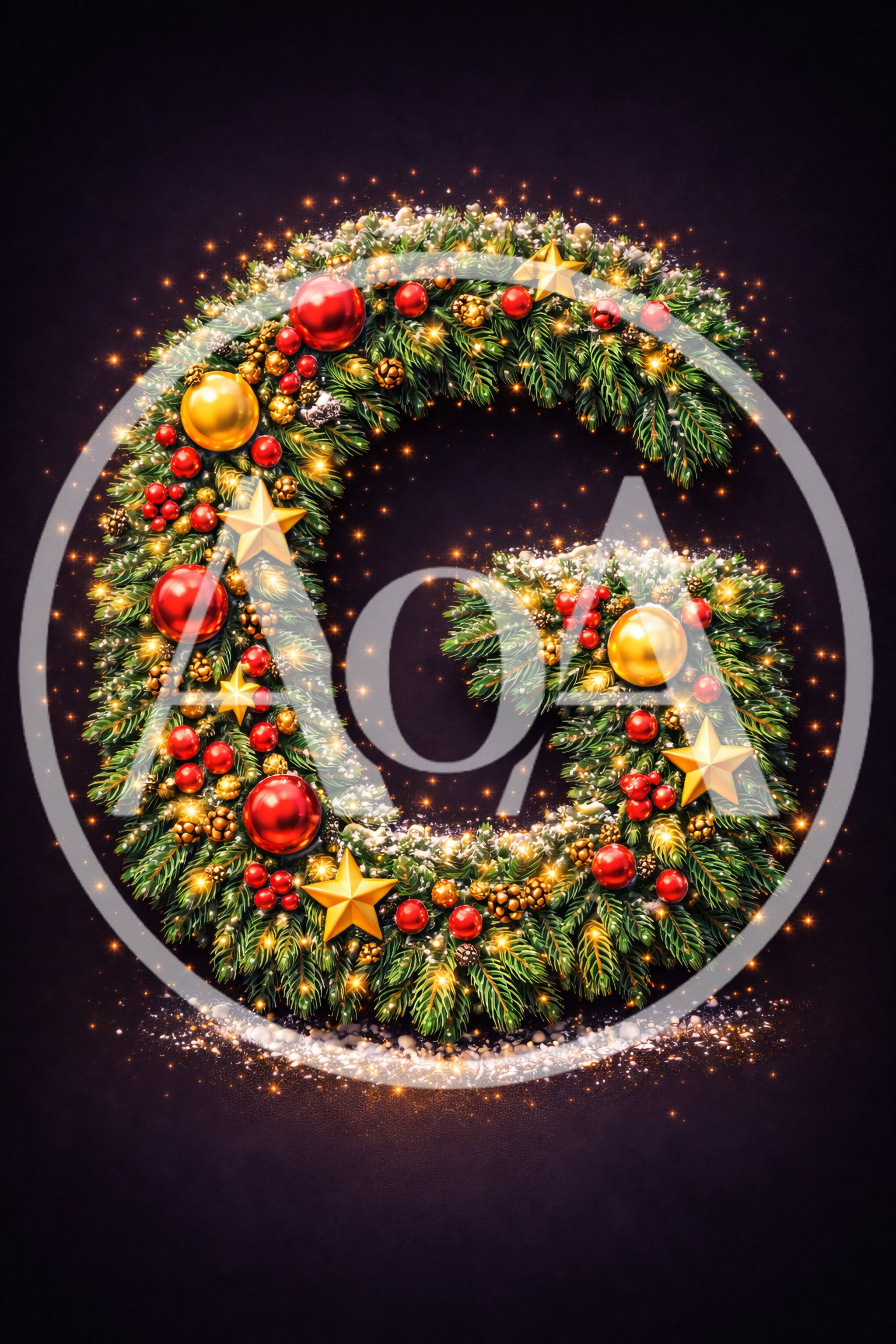 Christmas Wreath Letter G Decorated With Ornaments
