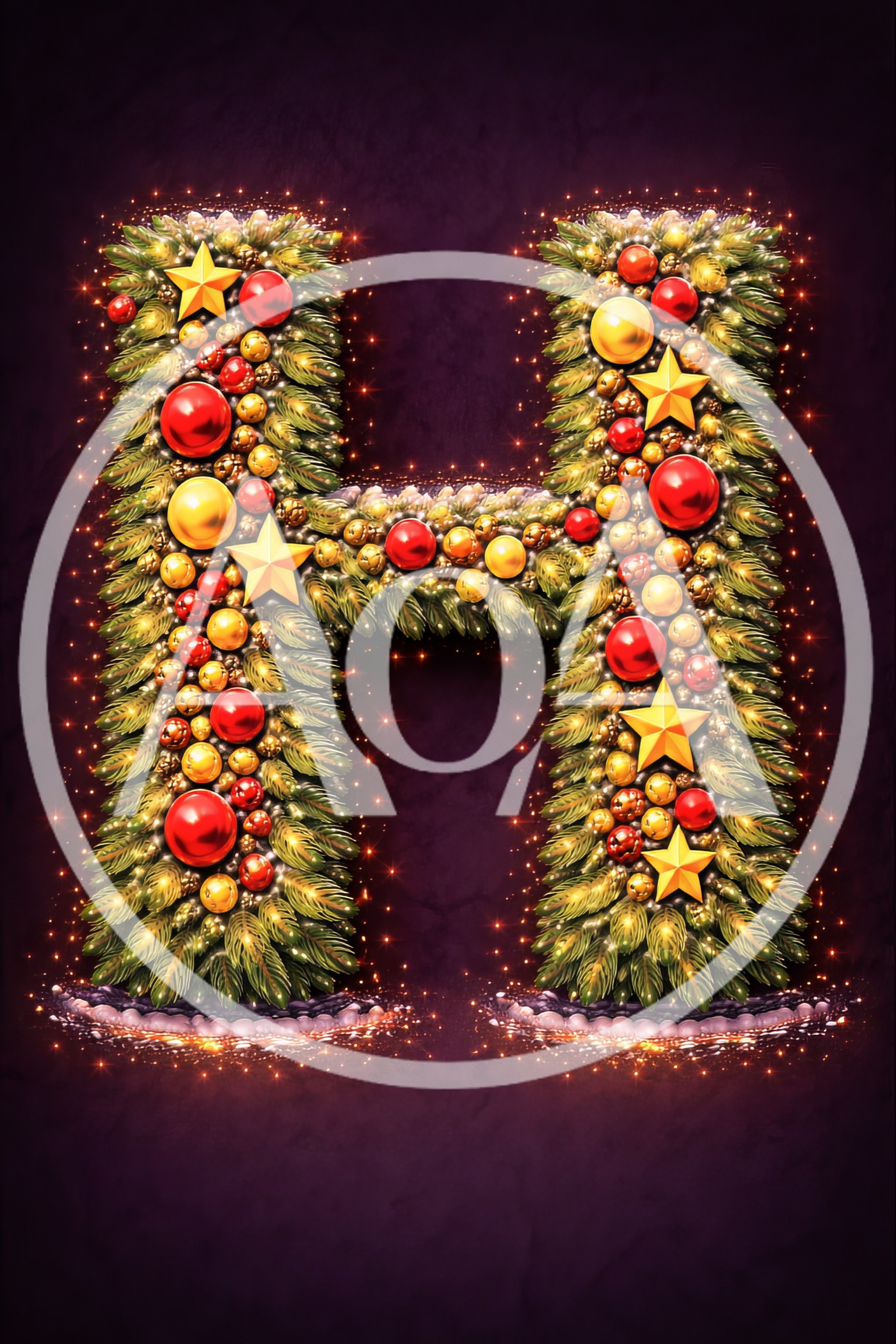 Christmas Wreath Letter H Ornament