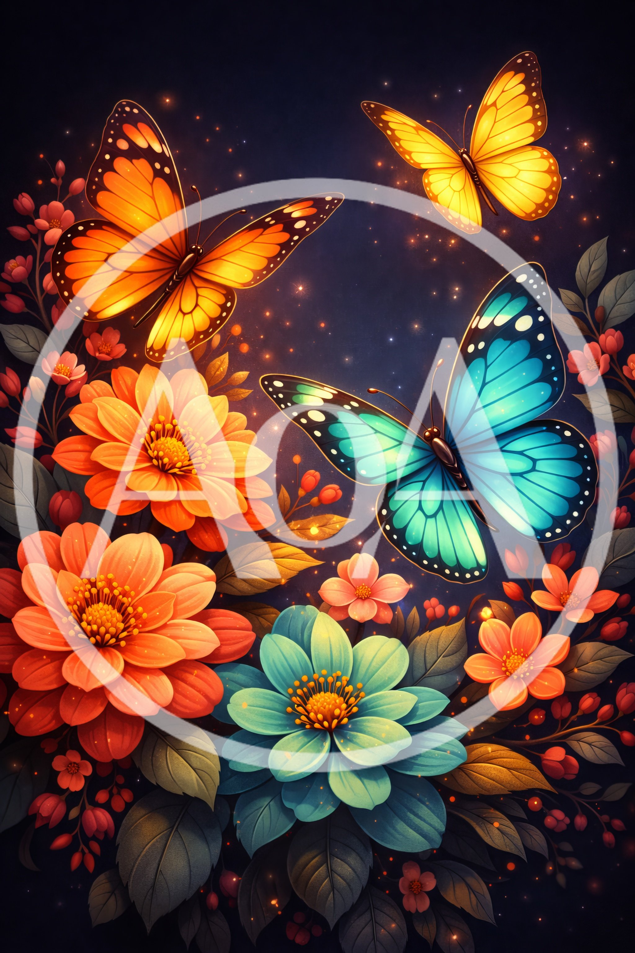 Vibrant Butterflies Among Colorful Flowers In Magical Garden
