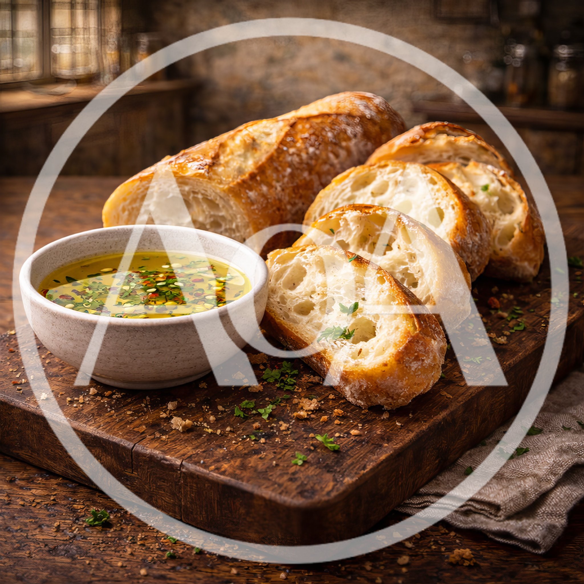Fresh Crusty Bread With Herb Infused Olive Oil