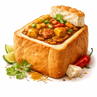 Bunny Chow Curry Served In A Hollowed Bread Loaf