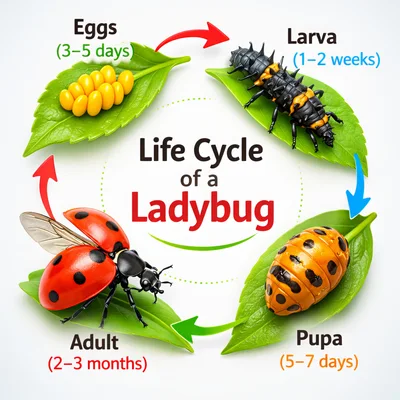 Educational Life Cycle Of A Ladybug Infographic