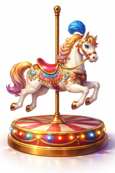 Ornate Carousel Horse On A Rotating Platform