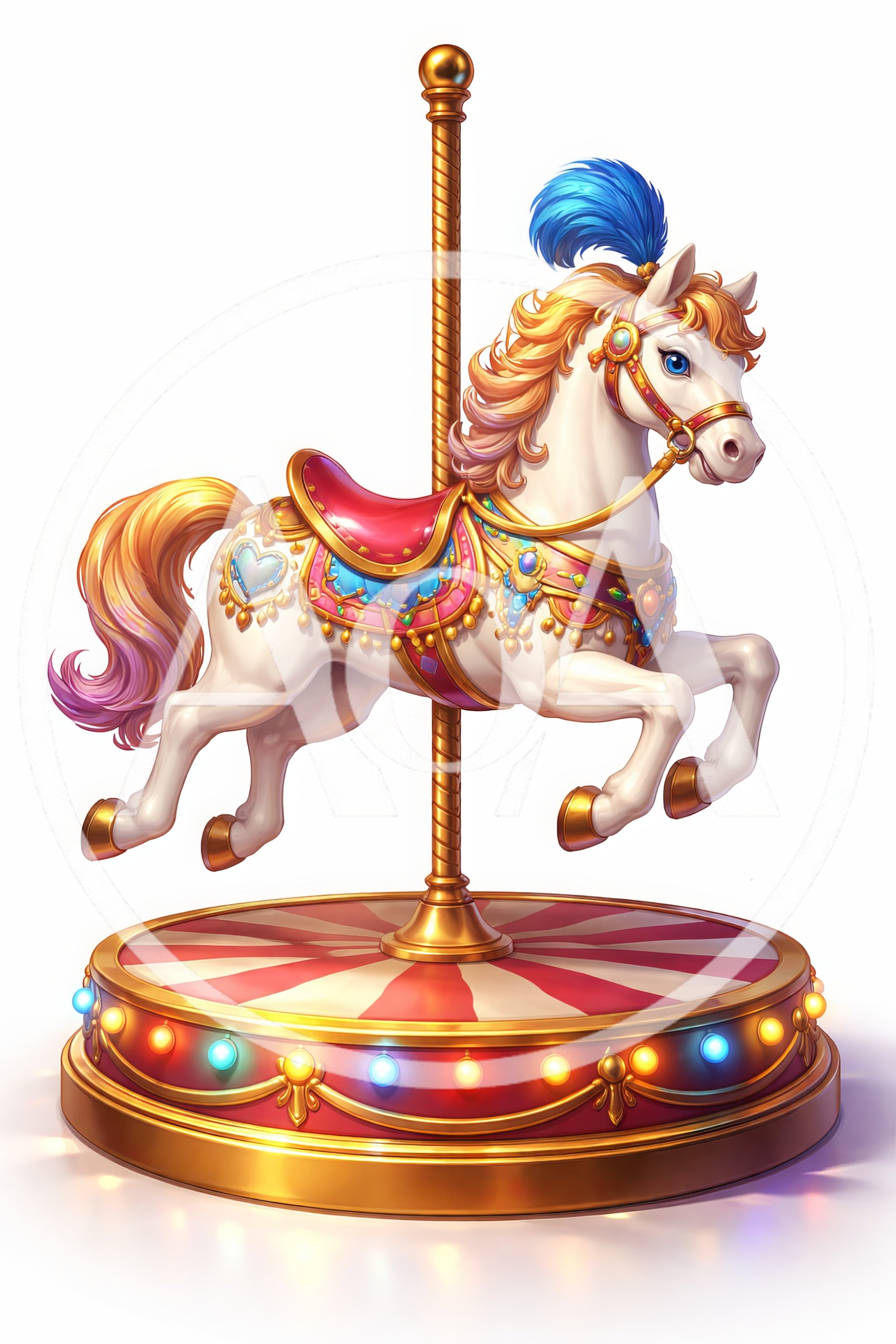 Ornate Carousel Horse On A Rotating Platform