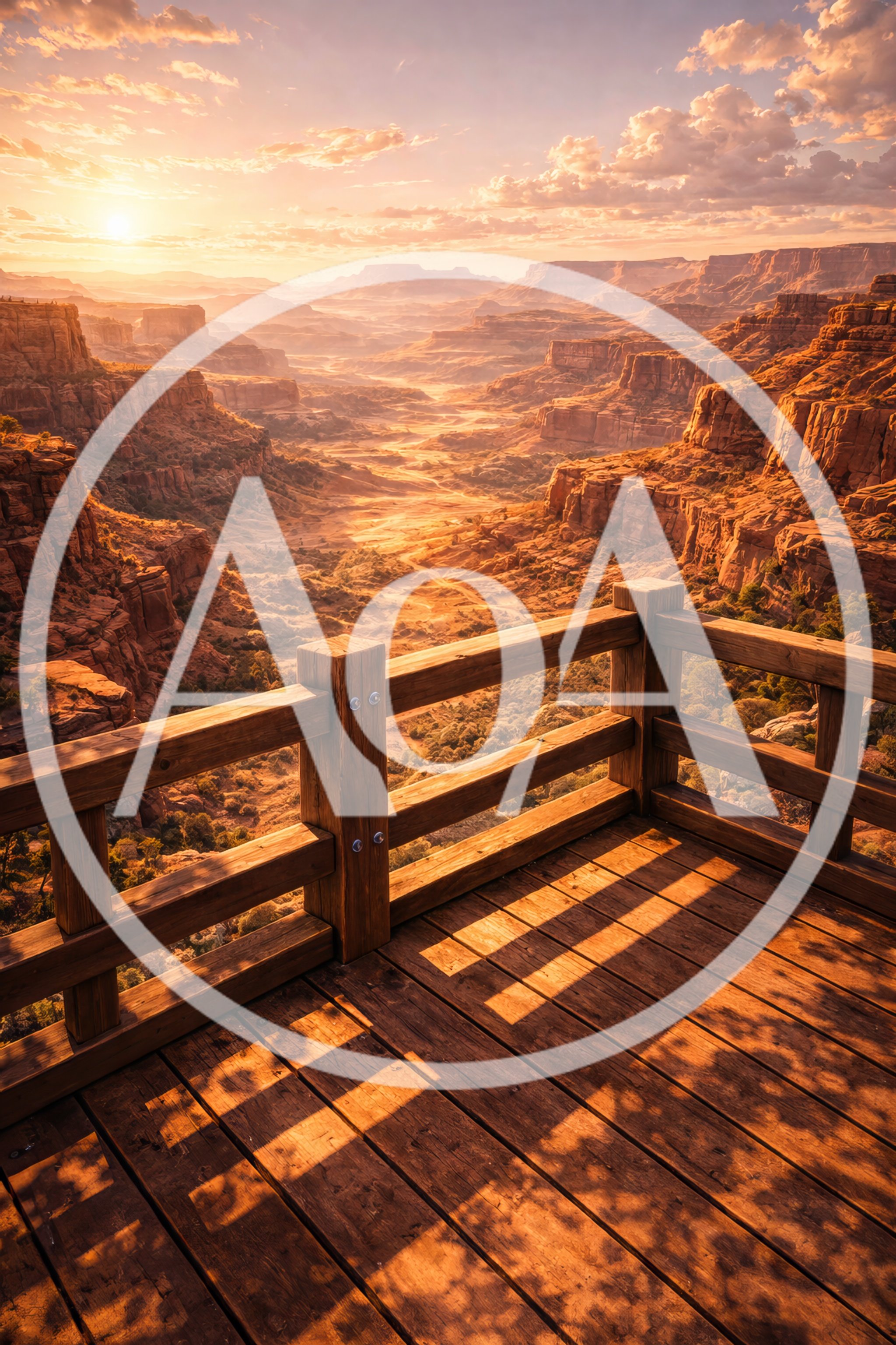 Wooden Observation Deck Overlooking A Vast Desert Canyon