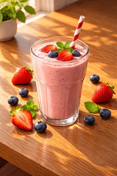 Fresh Berry Smoothie With Strawberries And Blueberries