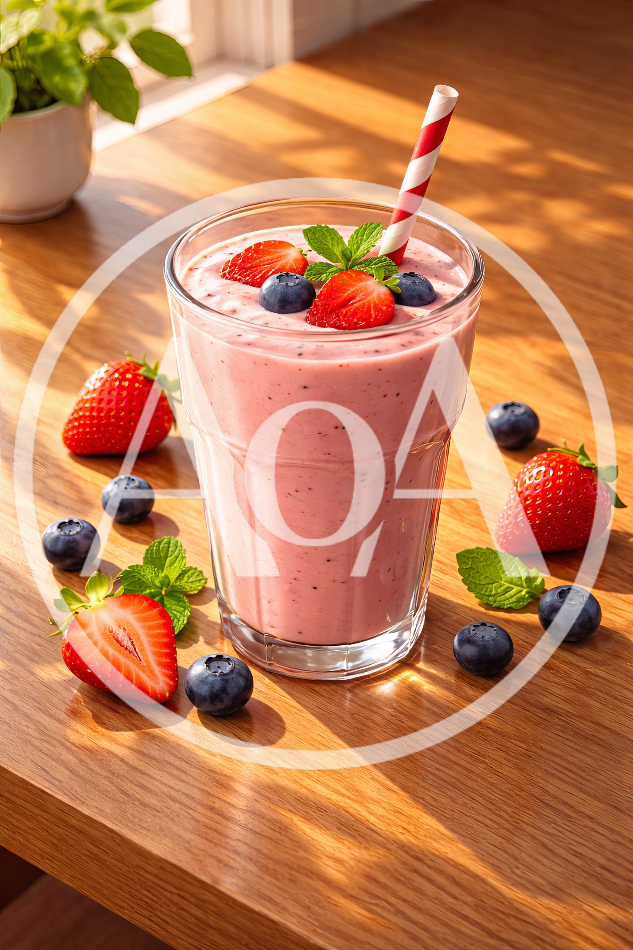 Fresh Berry Smoothie With Strawberries And Blueberries
