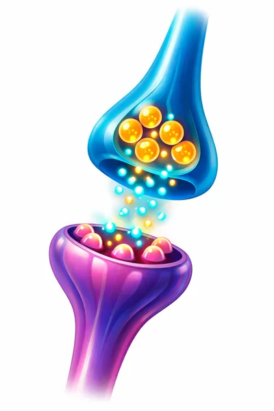Synaptic Transmission Between Two Neurons Illustration