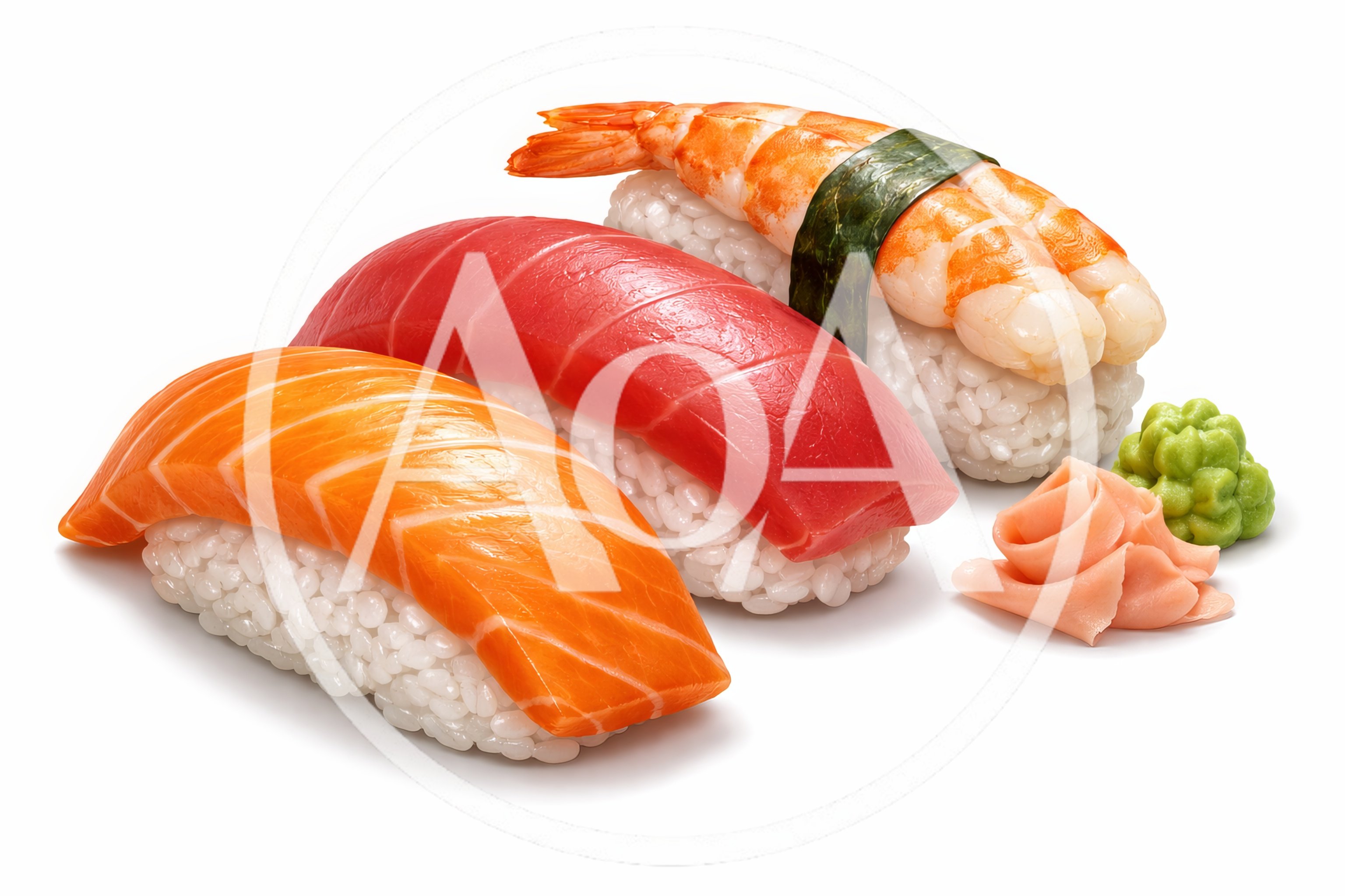 Assorted Nigiri Sushi With Wasabi And Pickled Ginger