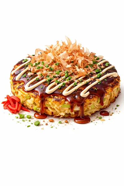 Okonomiyaki Savory Japanese Pancake With Toppings