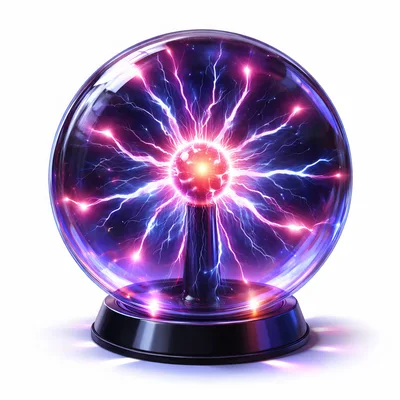 Plasma Ball Lamp With Glowing Electric Arcs