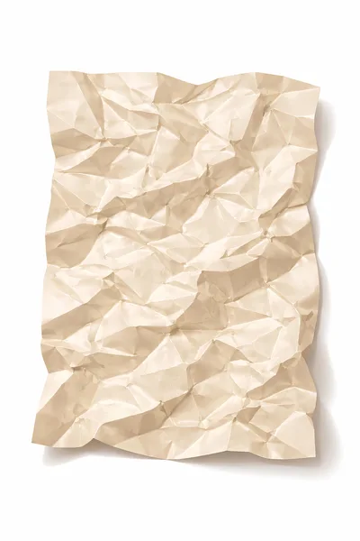 Crumpled Beige Paper Sheet Isolated On White Background