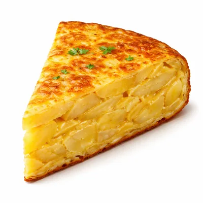 Slice Of Spanish Potato Omelette On White Background
