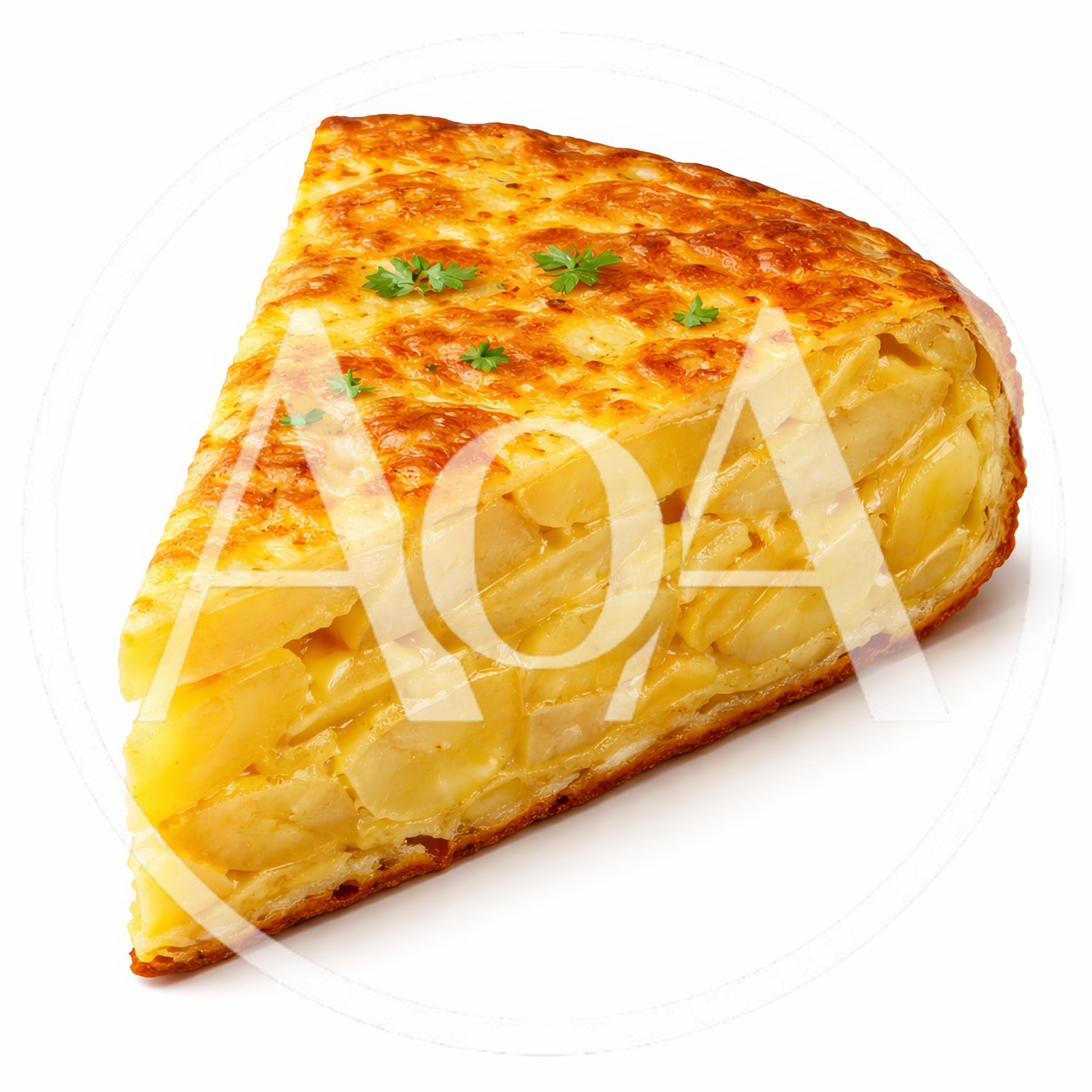 Slice Of Spanish Potato Omelette On White Background