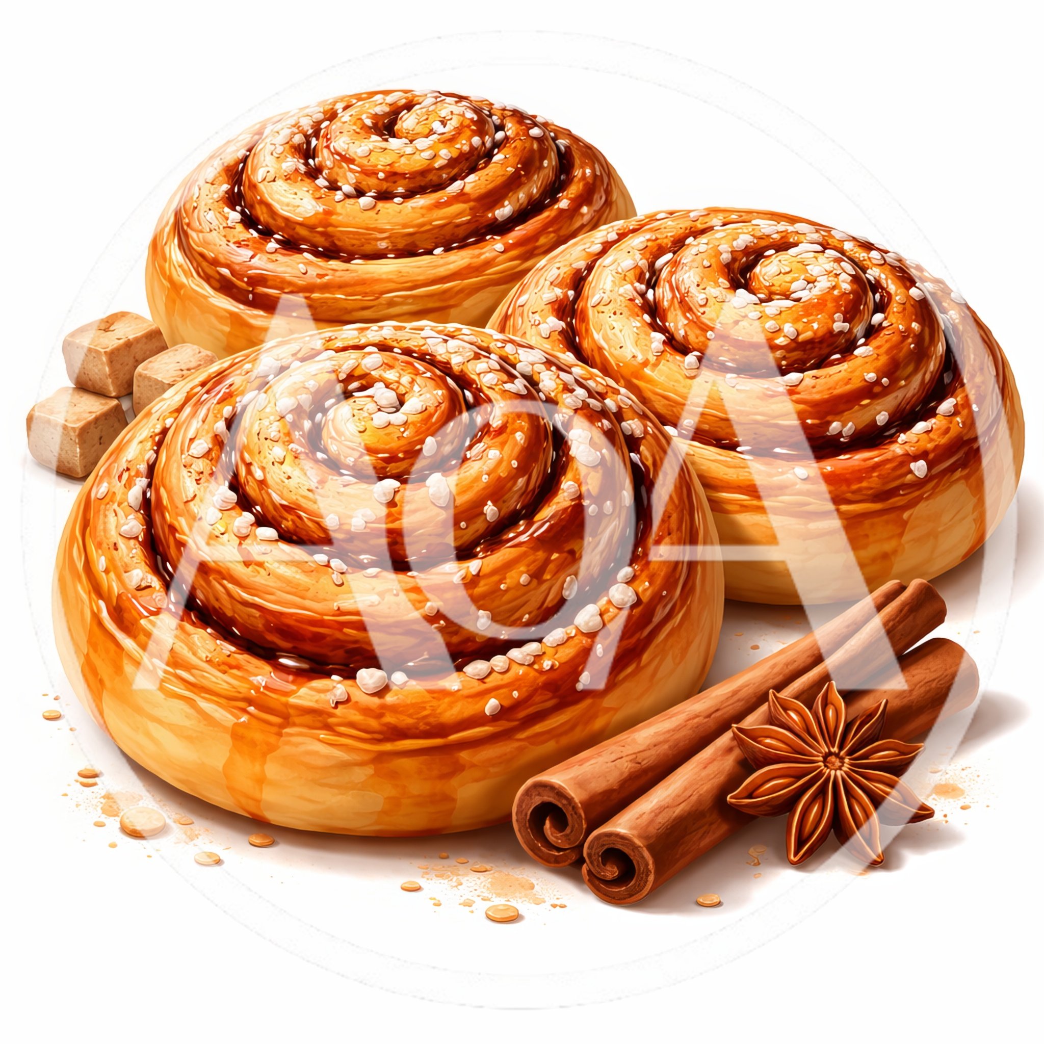 Three Freshly Baked Cinnamon Rolls With Spices