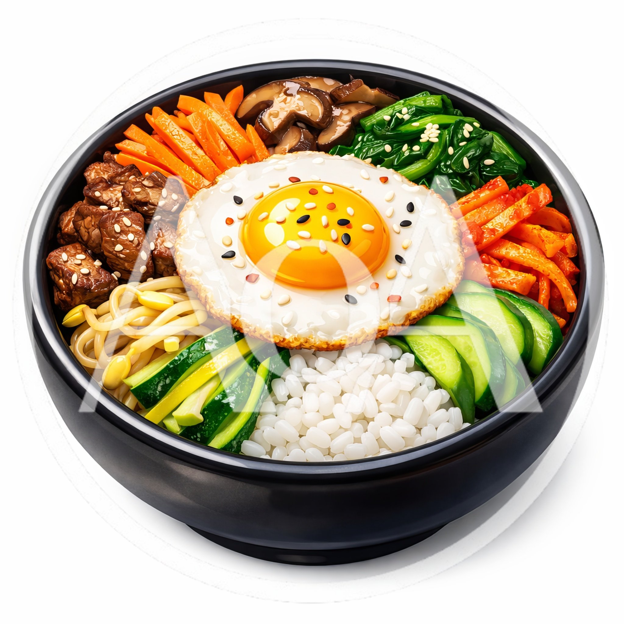 Traditional Korean Bibimbap Bowl With Fried Egg