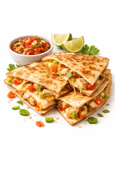 Fresh Chicken Quesadillas with Salsa and Lime
