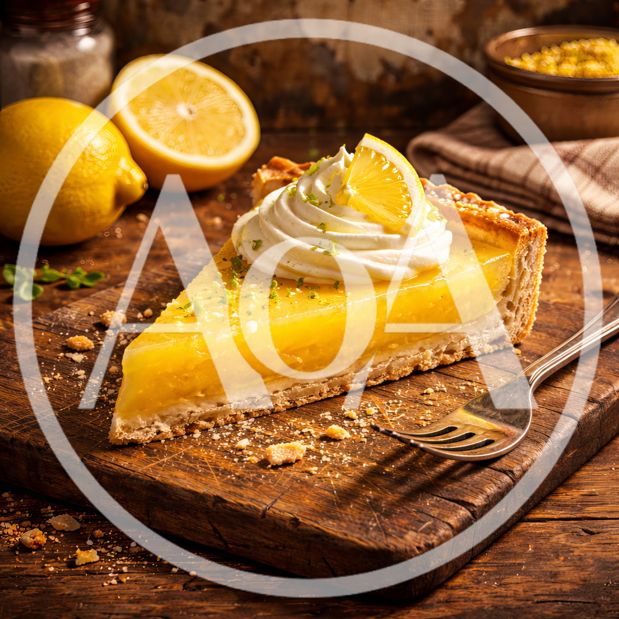 Slice Of Lemon Tart With Whipped Cream