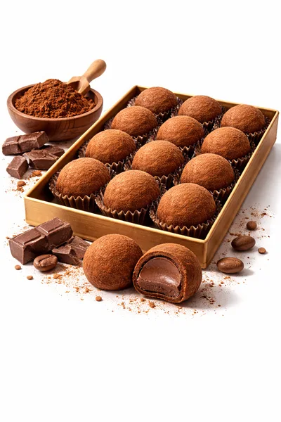 Gourmet Chocolate Truffles in a Golden Box