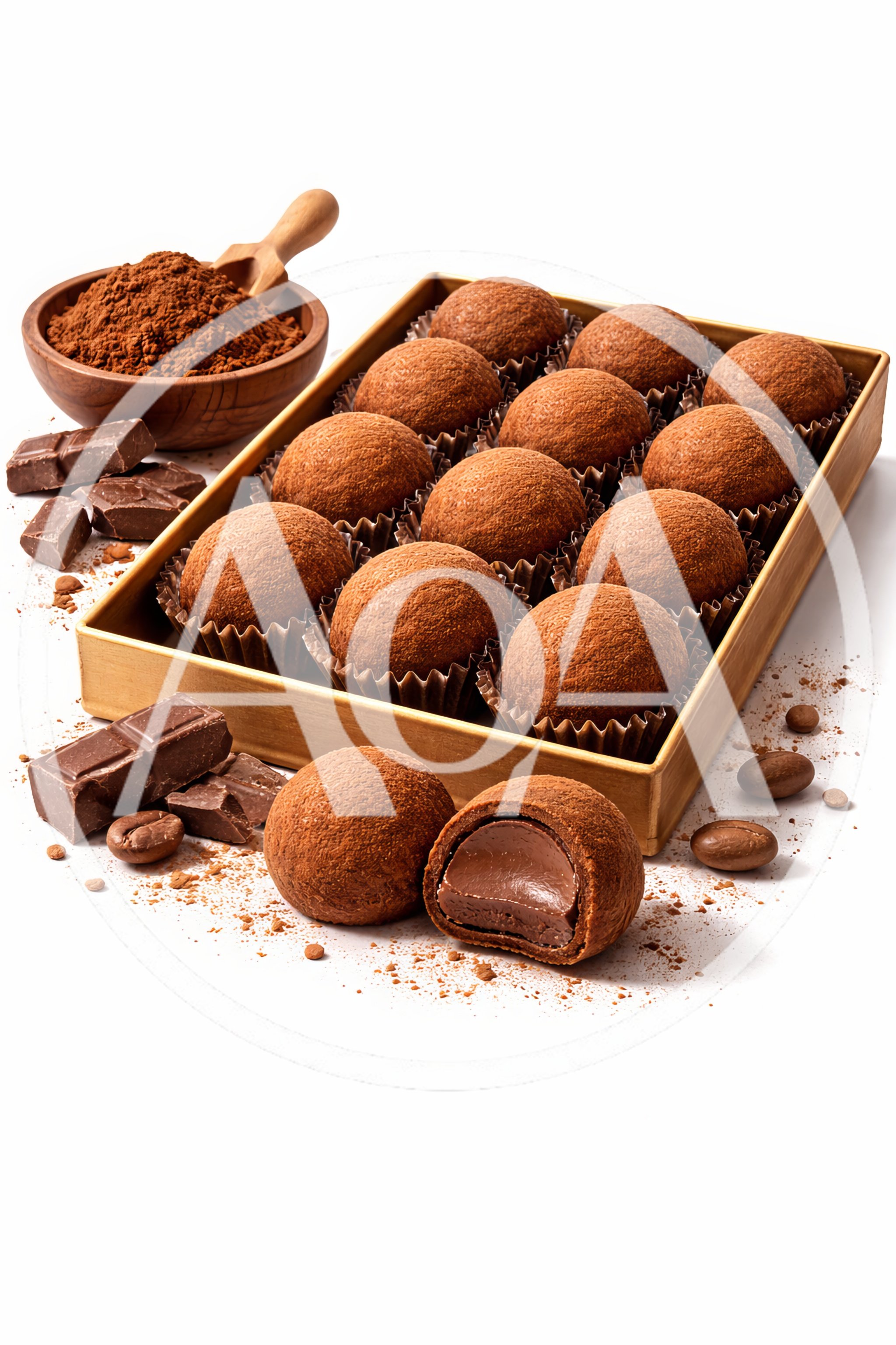 Gourmet Chocolate Truffles in a Golden Box
