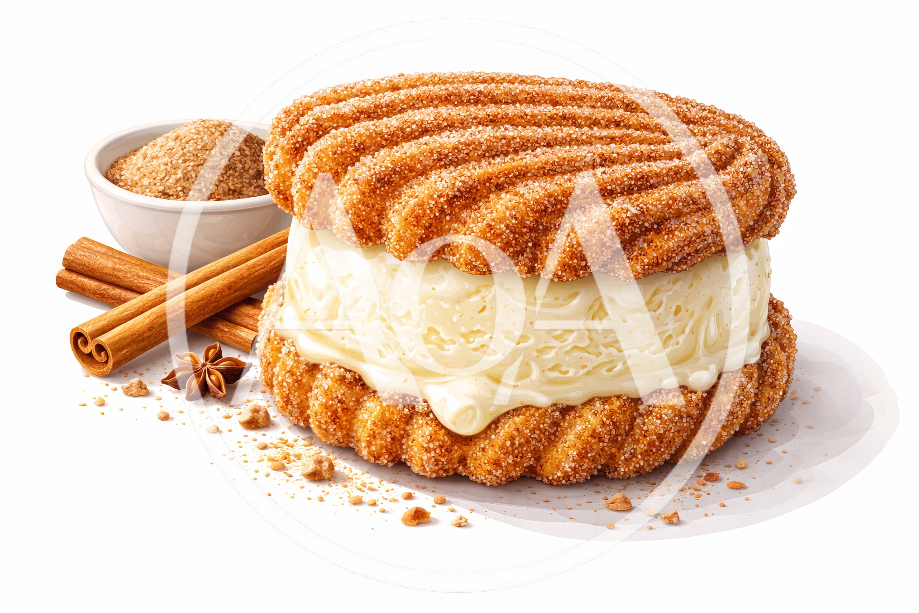 Churro Ice Cream Sandwich With Cinnamon And Sugar