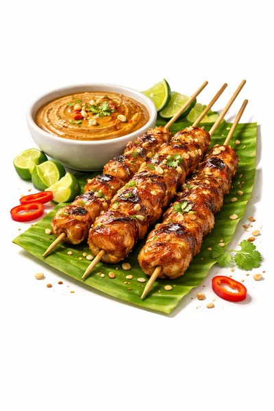 Grilled Chicken Satay Skewers With Peanut Sauce