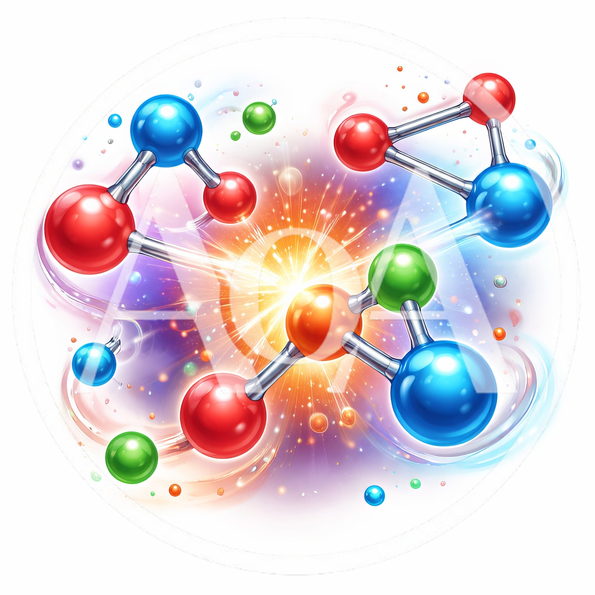 Abstract Molecular Structure With Vibrant Energy Burst