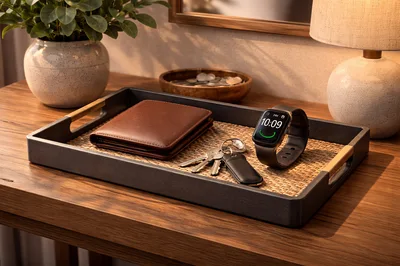Everyday Carry Items Arranged on a Decorative Tray