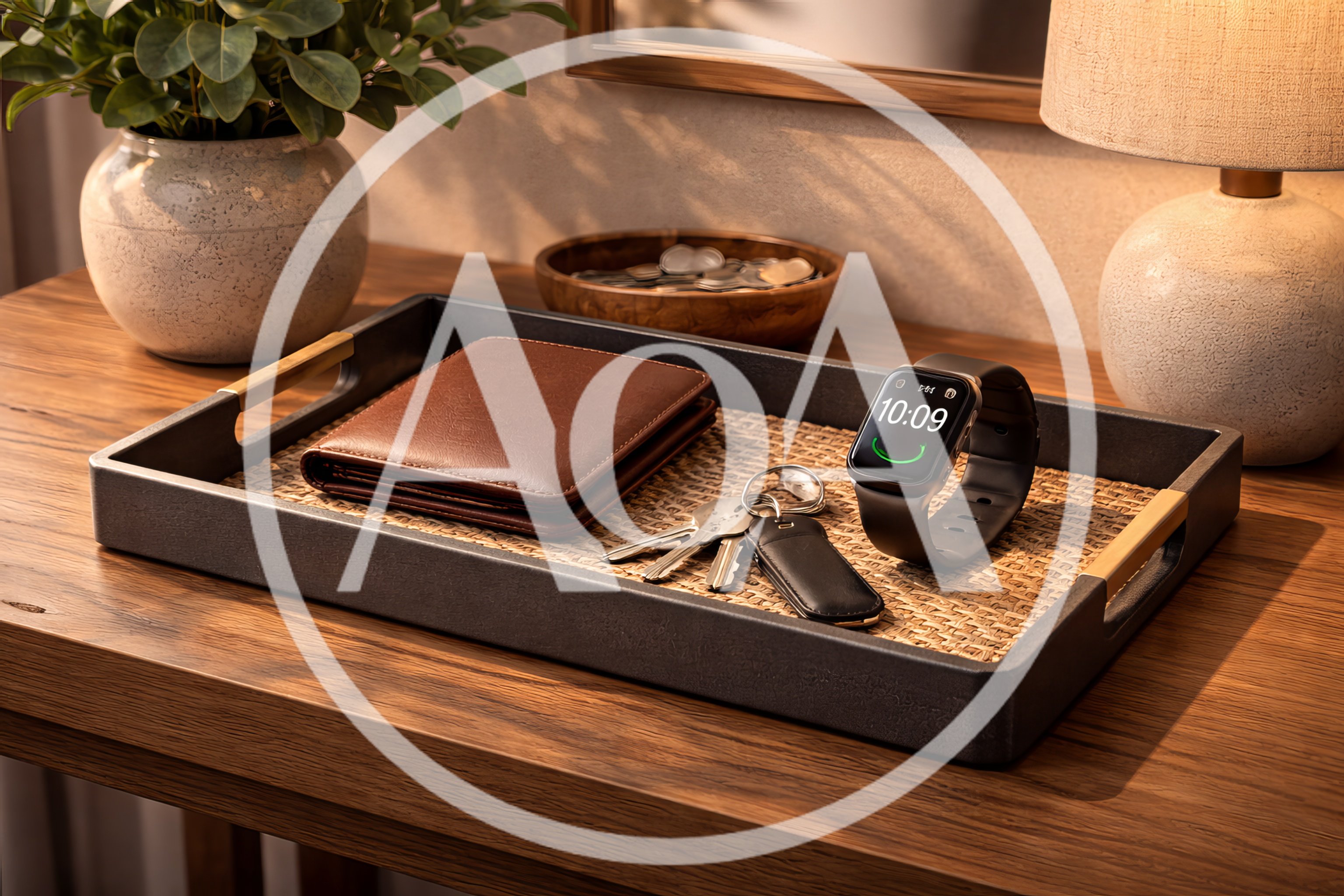 Everyday Carry Items Arranged on a Decorative Tray