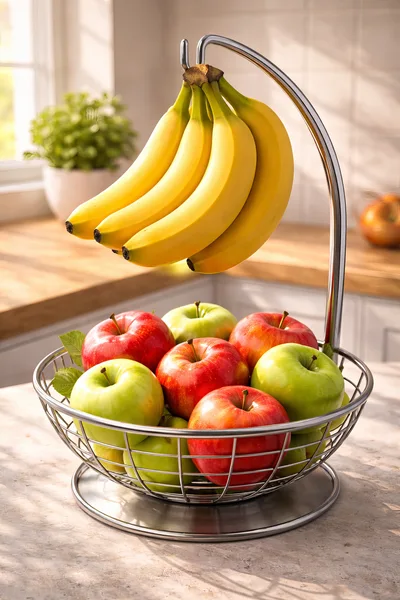 Fresh Fruit Basket With Hanging Banana Stand