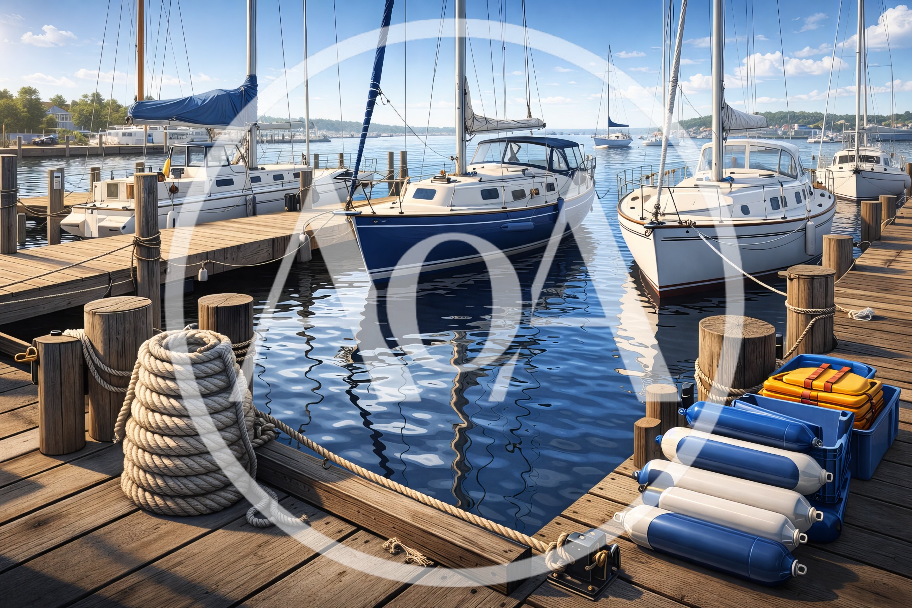 Sailboats Moored at a Wooden Marina Dock