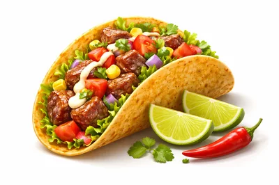 Delicious Beef Taco With Lime And Chili Pepper