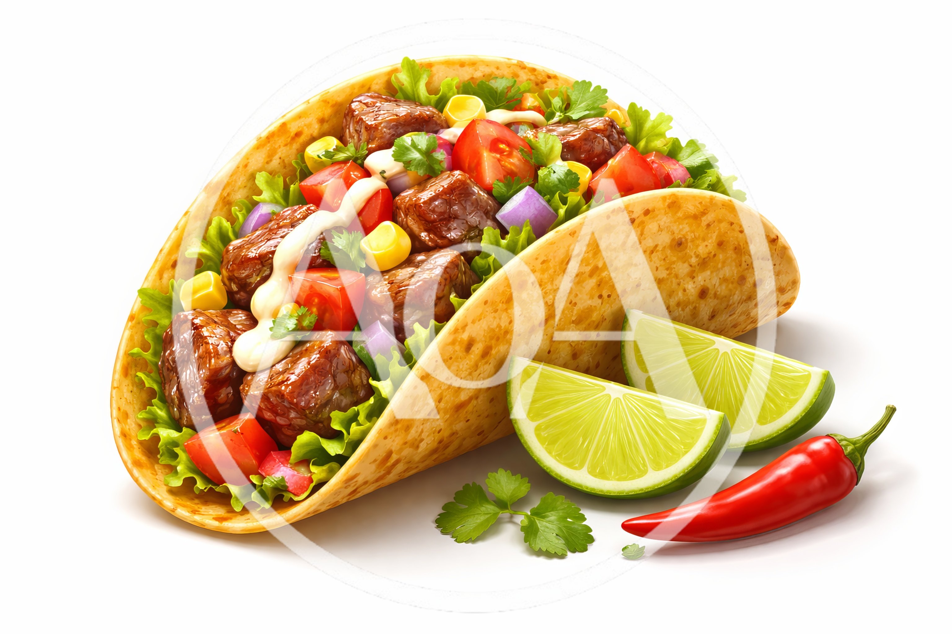 Delicious Beef Taco With Lime And Chili Pepper