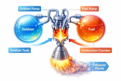 Diagram of Liquid Propellant Rocket Engine Operation