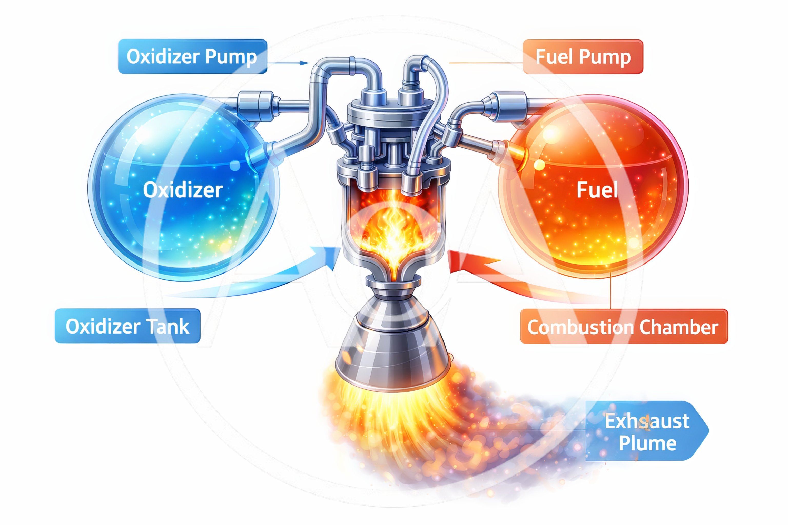 Diagram of Liquid Propellant Rocket Engine Operation