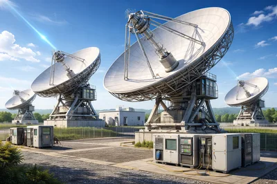 Large Satellite Dish Array at a Remote Research Station
