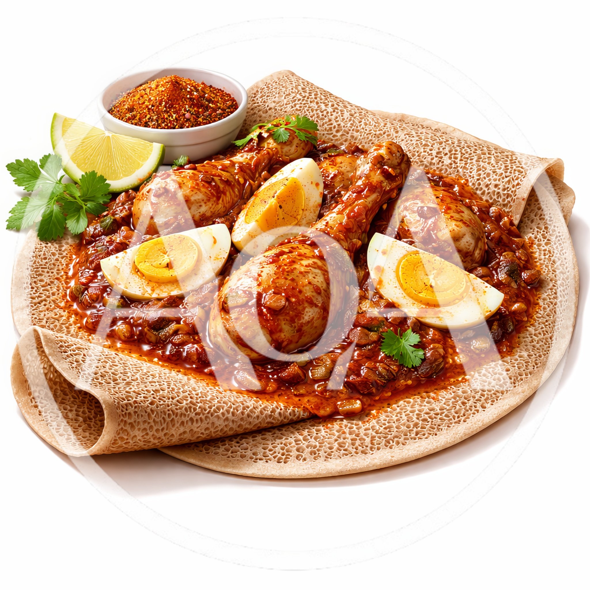 Traditional Ethiopian Doro Wat Chicken Stew With Injera
