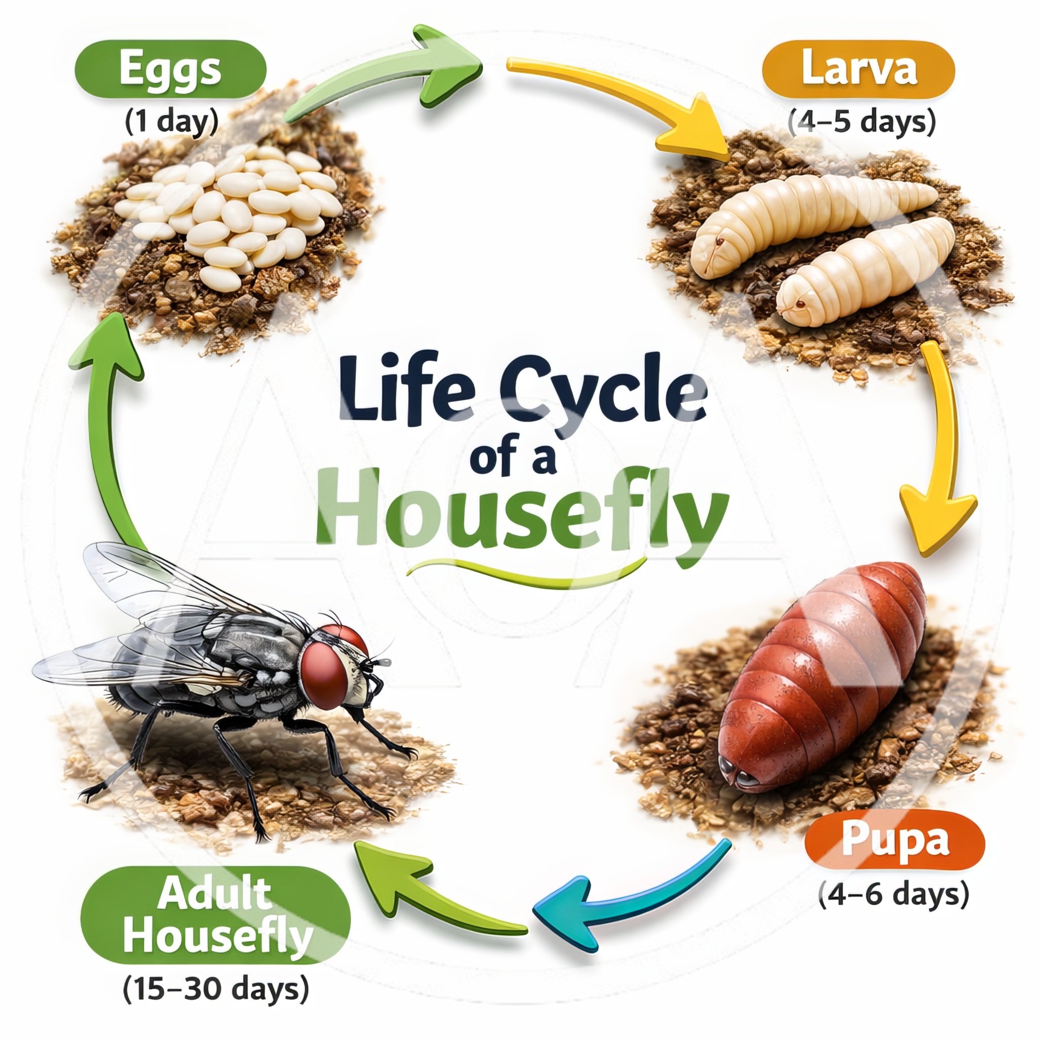 Life Cycle Of A Housefly Infographic