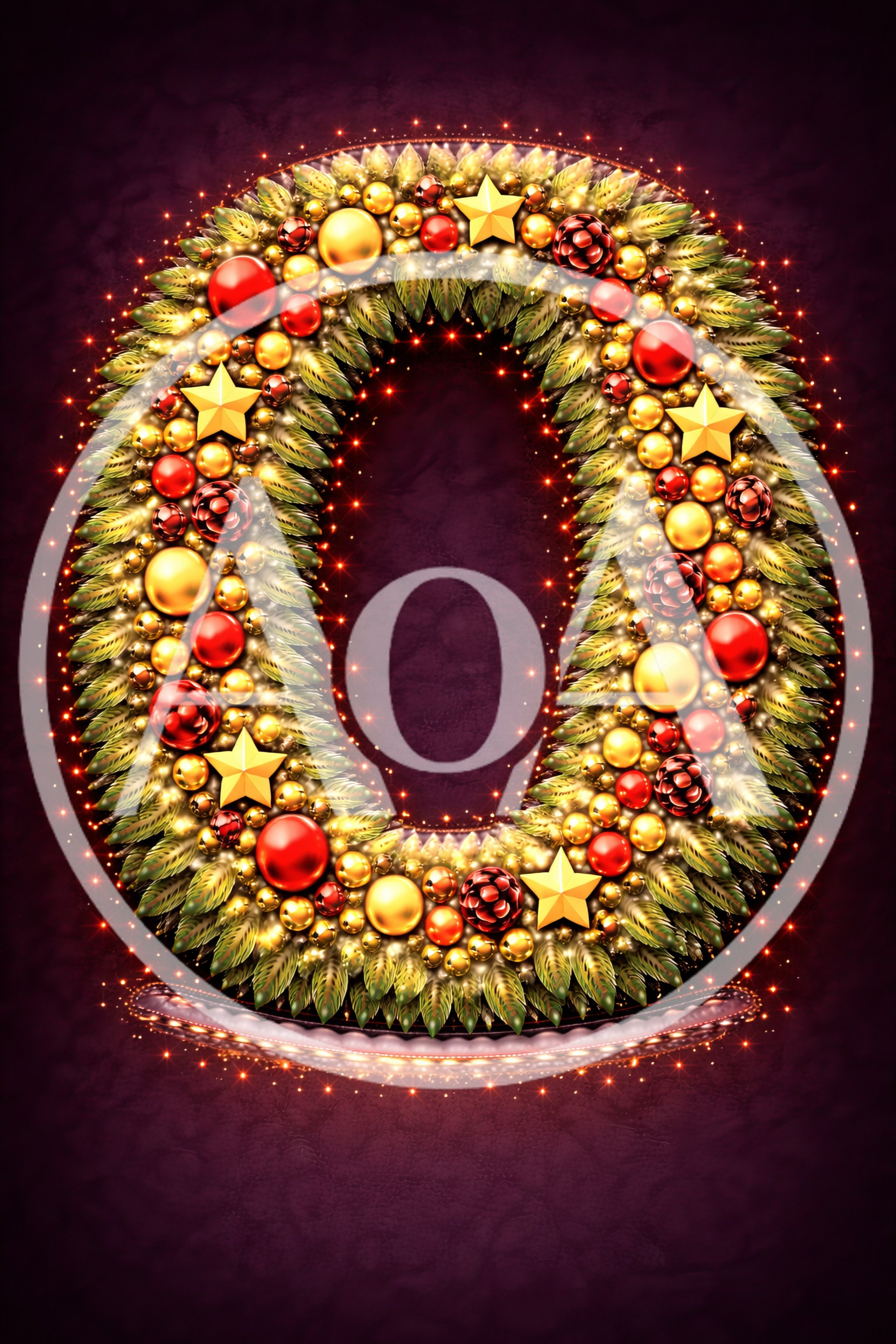 Christmas Wreath Letter O Ornament