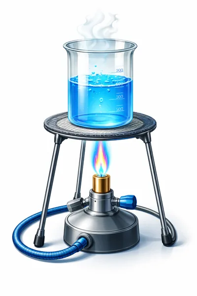 Laboratory Beaker Heating On A Bunsen Burner
