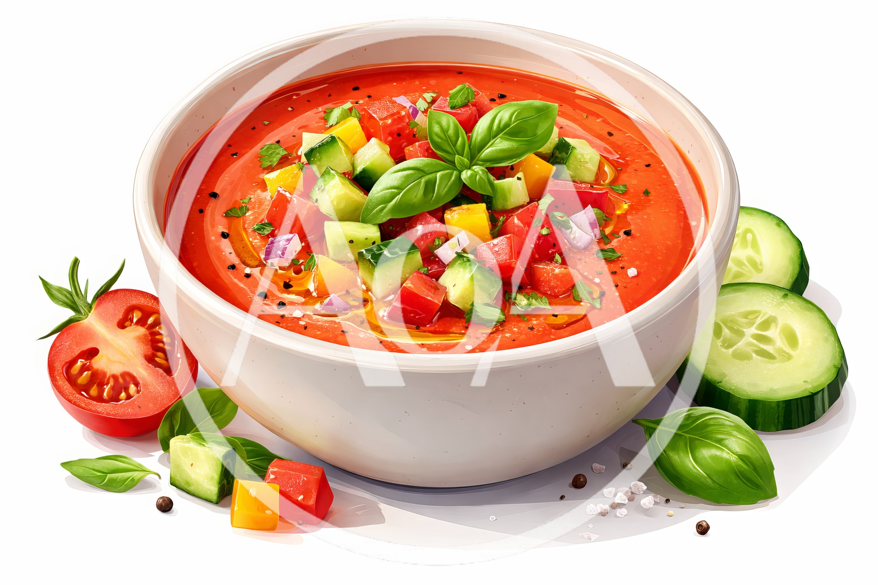Bowl Of Fresh Gazpacho Soup With Vegetables