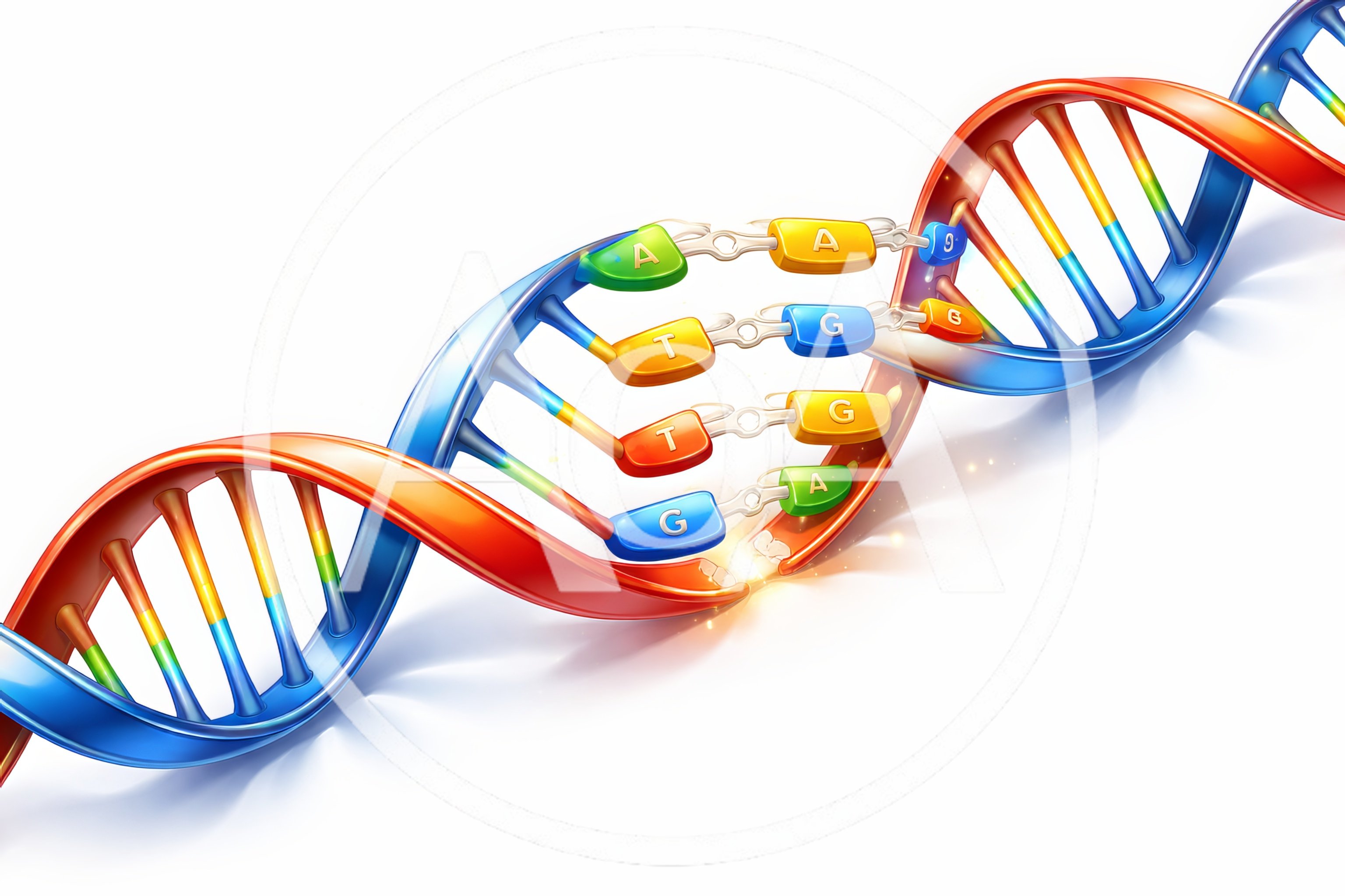 DNA Double Helix Strand With Molecular Base Pairs