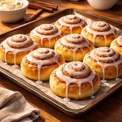Freshly Baked Cinnamon Rolls With Cream Cheese Glaze