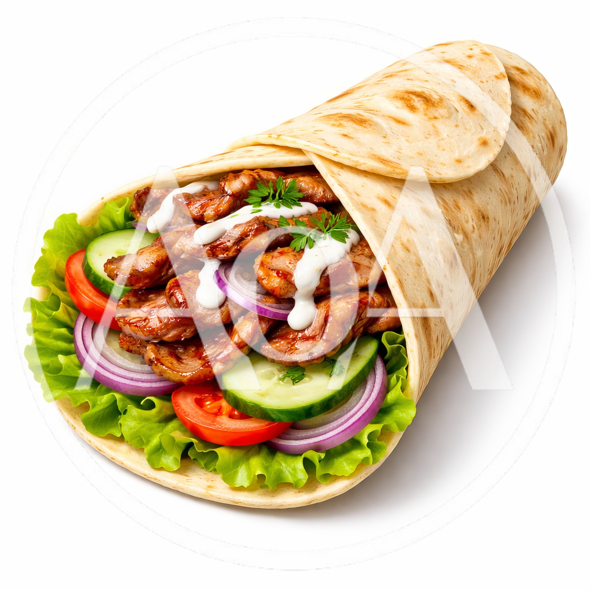 Grilled Chicken Shawarma Wrap With Fresh Vegetables